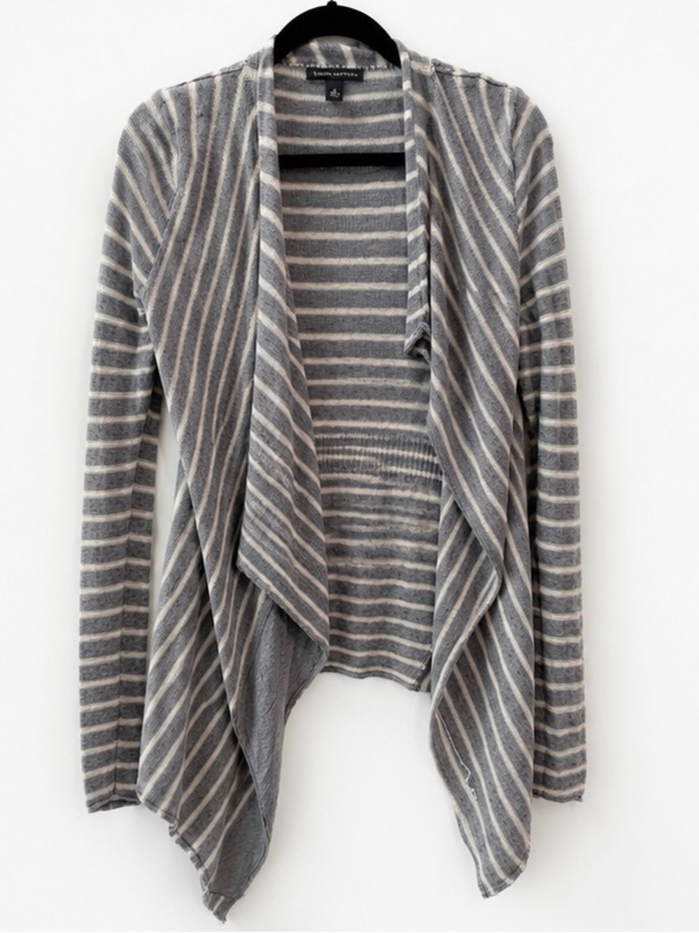 Banana Republic Y2K Gray Striped Wool Blend Open Front Waterfall Cardigan S